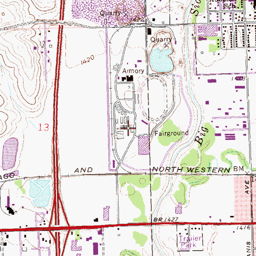 Topographic Map of W H Lyon Fairgrounds and Exposition Center, SD