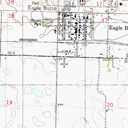 Topographic Map of Eagle Butte Upper Elementary School, SD