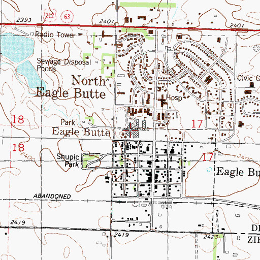 Topographic Map of Cheyenne River BIE High School, SD