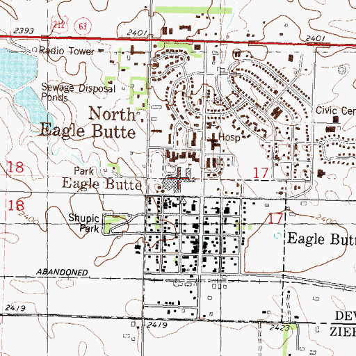 Topographic Map of Eagle Butte Primary School, SD