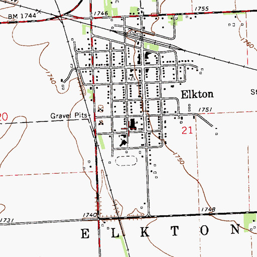 Topographic Map of Elkton Elementary School, SD