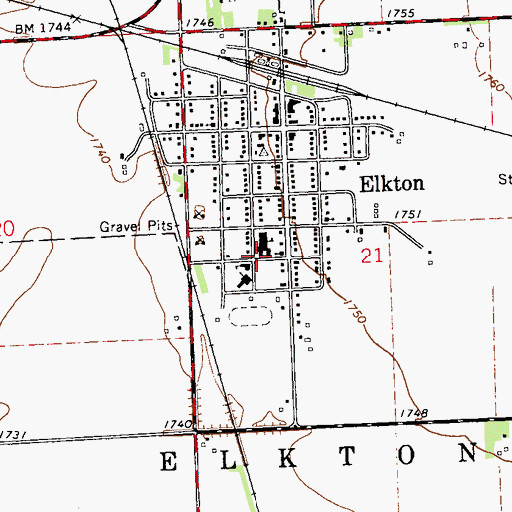 Topographic Map of Elkton Junior High School, SD