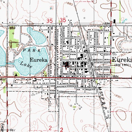 Topographic Map of Eureka High School, SD