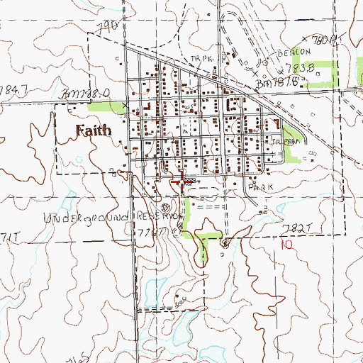 Topographic Map of Faith High School, SD