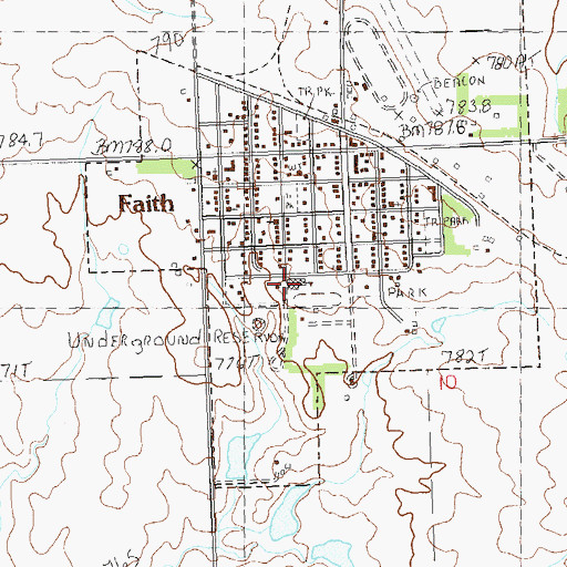 Topographic Map of Faith Junior High School, SD