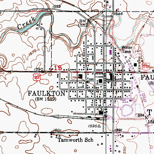 Topographic Map of Faulkton Junior High School, SD