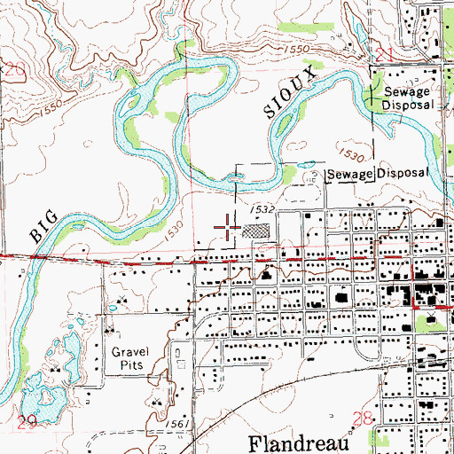 Topographic Map of Flandreau Middle School, SD