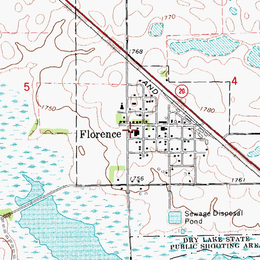 Topographic Map of Florence Junior High School, SD