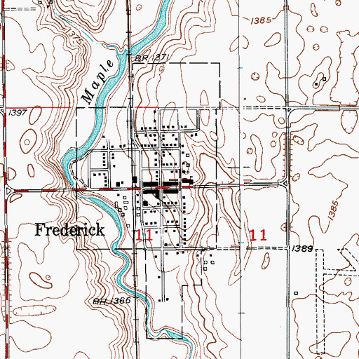 Topographic Map of Frederick Elementary School, SD
