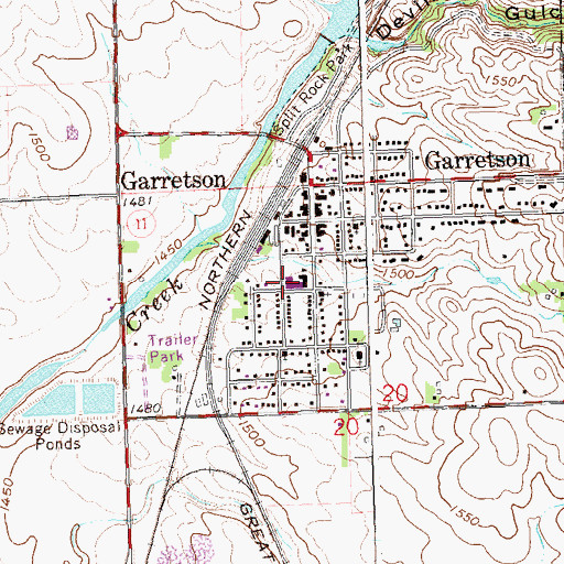 Topographic Map of Garretson Elementary School, SD