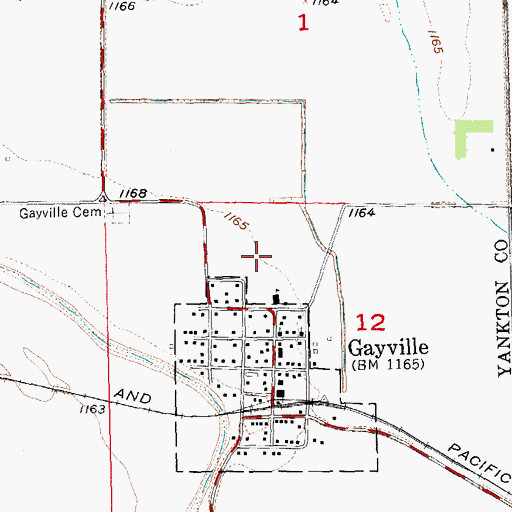 Topographic Map of Gayville-Volin High School, SD