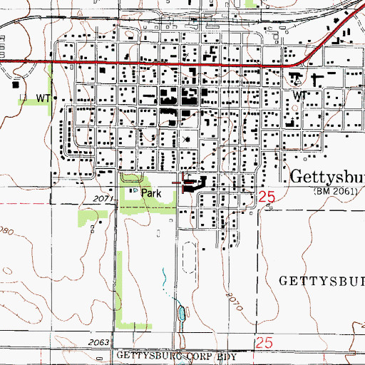 Topographic Map of Gettysburg Elementary School, SD