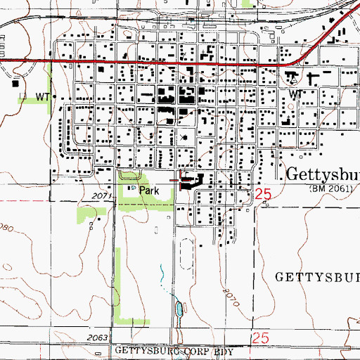 Topographic Map of Gettysburg Junior High School, SD