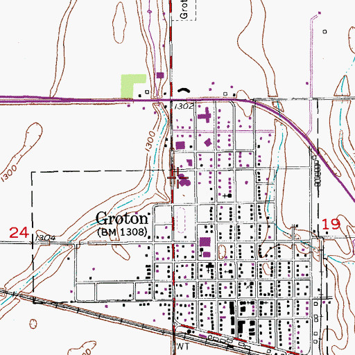 Topographic Map of Groton Area Elementary School, SD