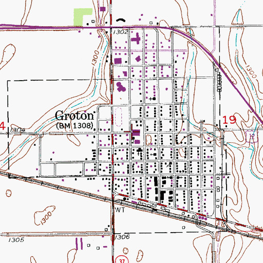 Topographic Map of Groton Area High School, SD