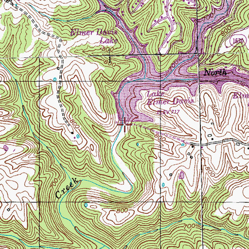 Topographic Map of Elmer Davis Lake Dam, KY