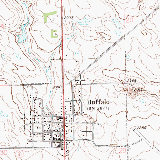 Topographic Map of Buffalo Elementary School, SD