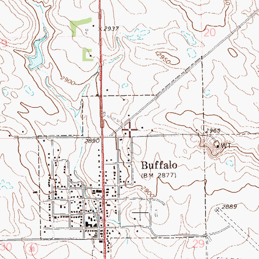 Topographic Map of Harding County Middle School, SD
