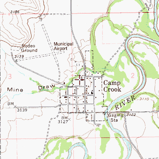 Topographic Map of Camp Crook Elementary School, SD