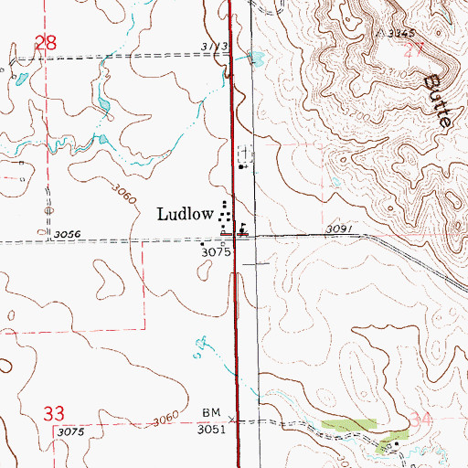 Topographic Map of Ludlow Elementary School, SD