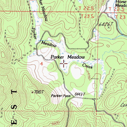 Topographic Map of Parker Meadow, CA