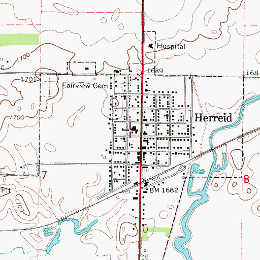 Topographic Map of Herreid Elementary School, SD