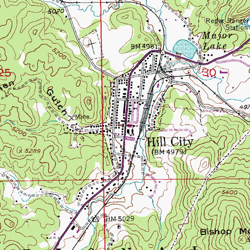 Topographic Map of Hill City Elementary School, SD