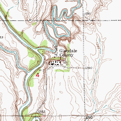 Topographic Map of Glendale Colony Elementary School, SD
