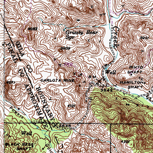 Topographic Map of Carlota Mine, AZ