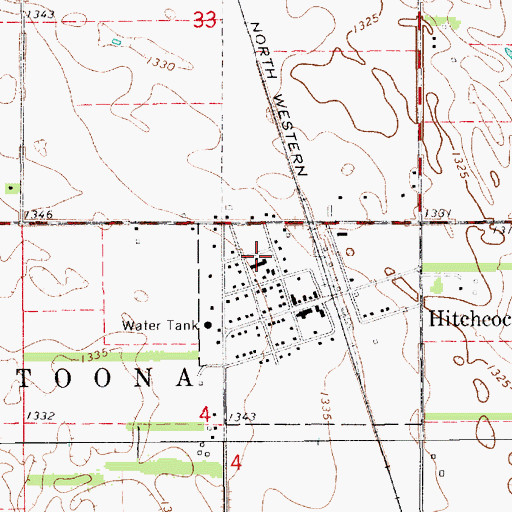 Topographic Map of Hitchcock-Tulare Elementary School, SD