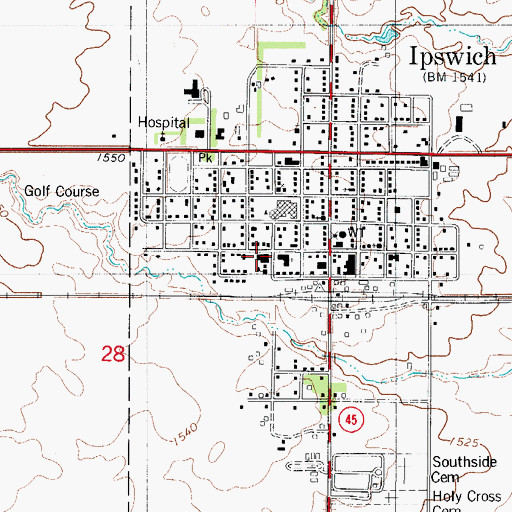 Topographic Map of Holy Cross Elementary School, SD