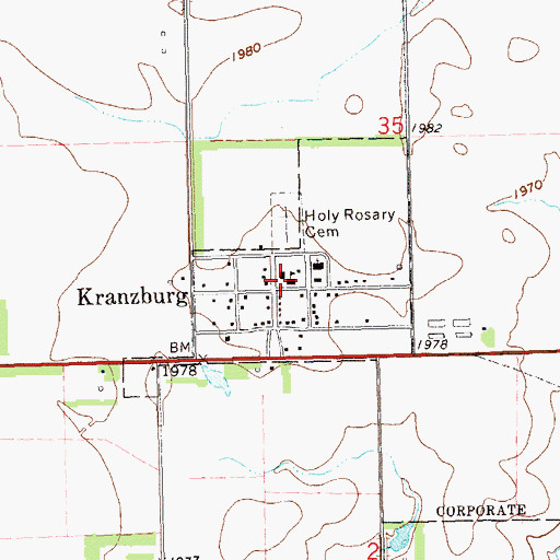 Topographic Map of Holy Rosary Elementary School, SD