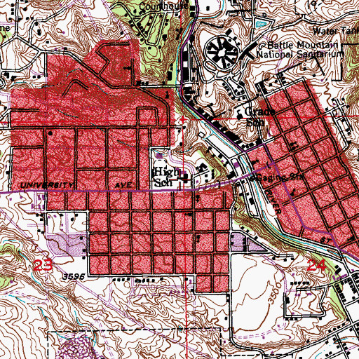 Topographic Map of Hot Springs High School, SD