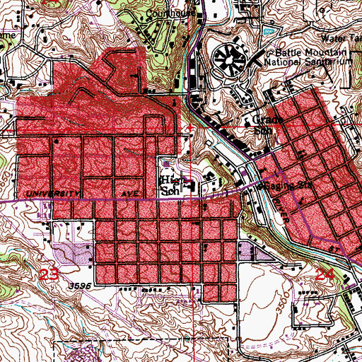 Topographic Map of Hot Springs Middle School, SD