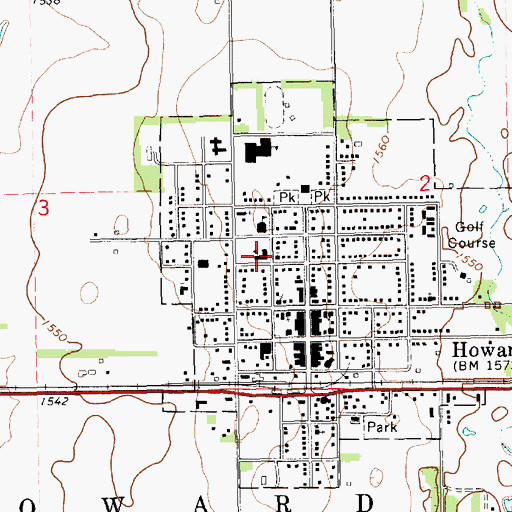 Topographic Map of Howard Elementary School, SD