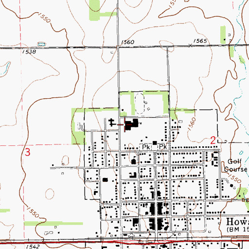 Topographic Map of Howard Junior High School, SD