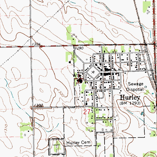 Topographic Map of Hurley High School, SD