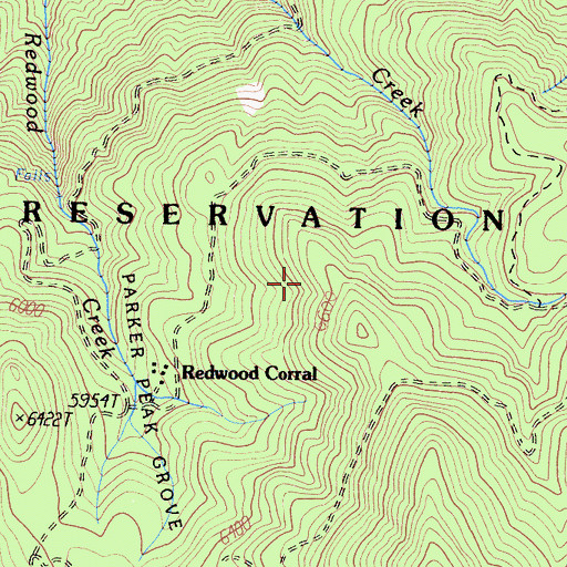 Topographic Map of Parker Peak Grove, CA