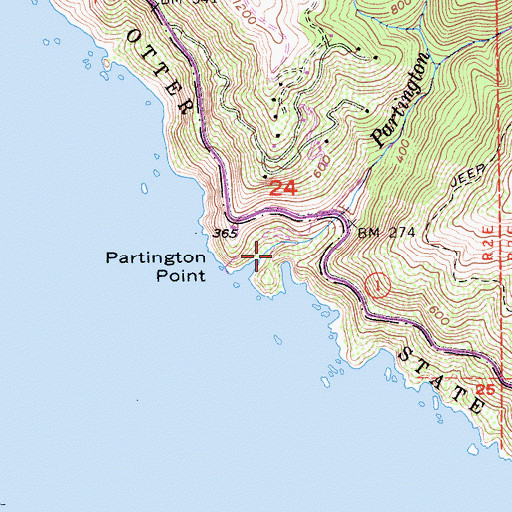 Topographic Map of Partington Creek, CA