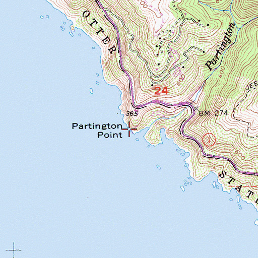 Topographic Map of Partington Point, CA