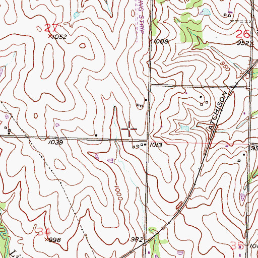 Topographic Map of Adam Ranch, KS