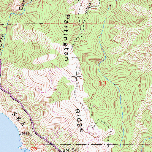 Topographic Map of Partington Ridge, CA