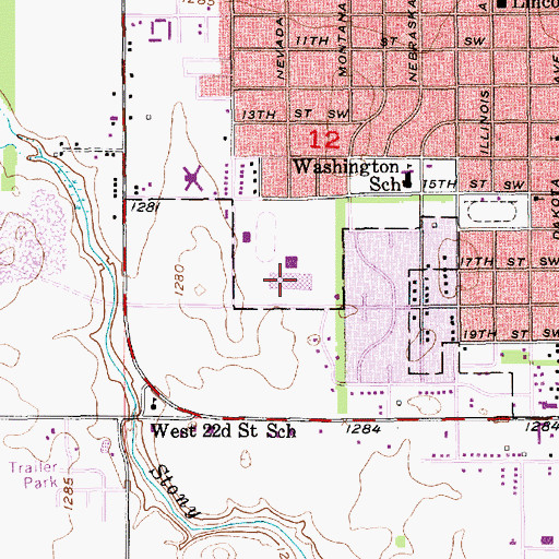 Topographic Map of Huron High School, SD