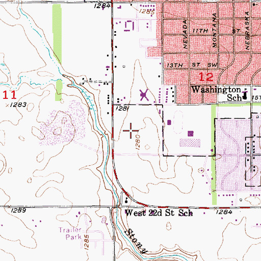 Topographic Map of Huron Middle School, SD