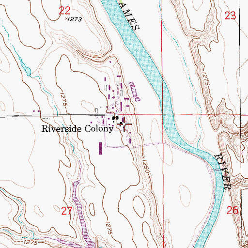 Topographic Map of Riverside Colony Elementary School, SD
