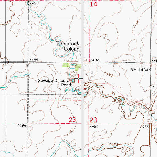 Topographic Map of Pembrook Colony Elementary School, SD