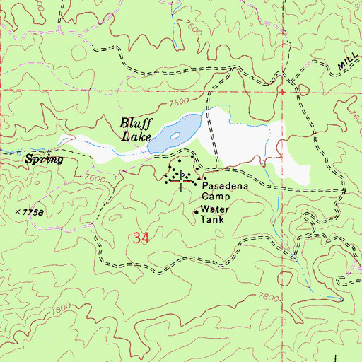 Topographic Map of Pasadena Camp, CA