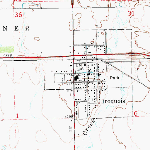 Topographic Map of Iroquois High School, SD