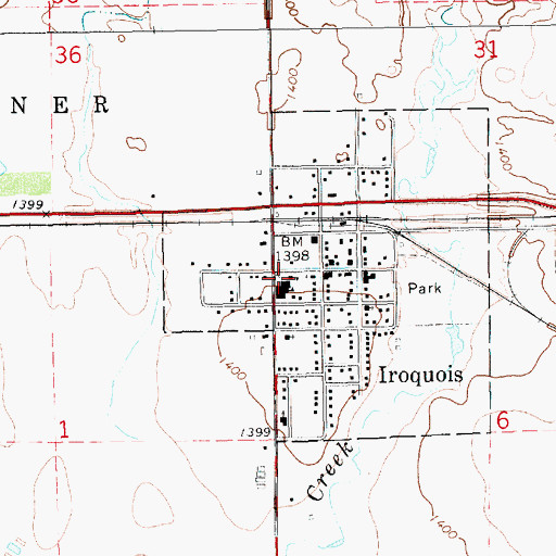 Topographic Map of Iroquois High School, SD