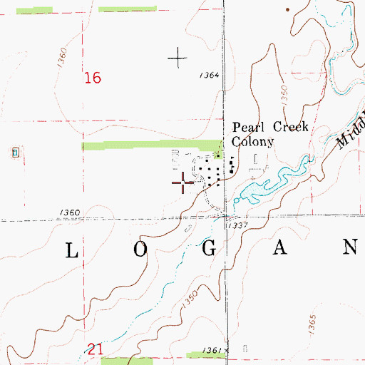 Topographic Map of Pearl Creek Colony Elementary School, SD